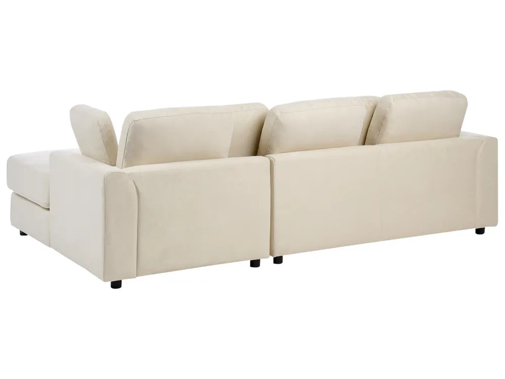 Corner Sofa 4 Seater Fabric Light Beige Left Hand Olva