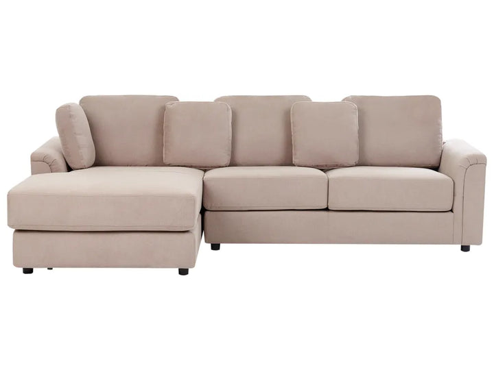 Corner Sofa 4 Seater Fabric Taupe Right Hand Nora