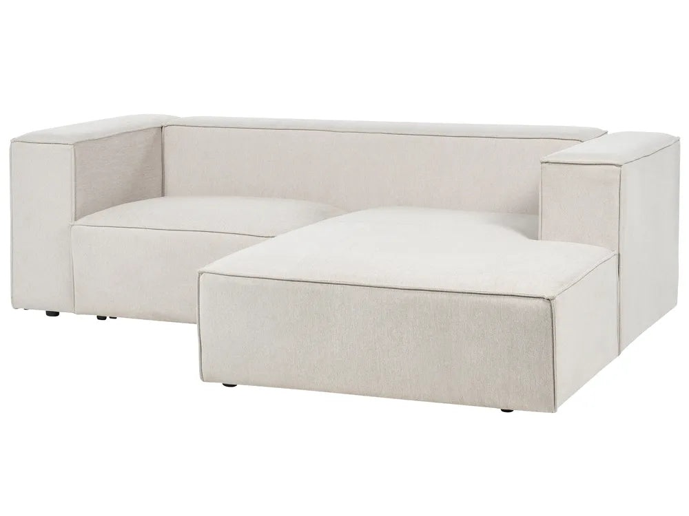 Corner Sofa 4 Seater Fabric Beige Left Hand Thremo
