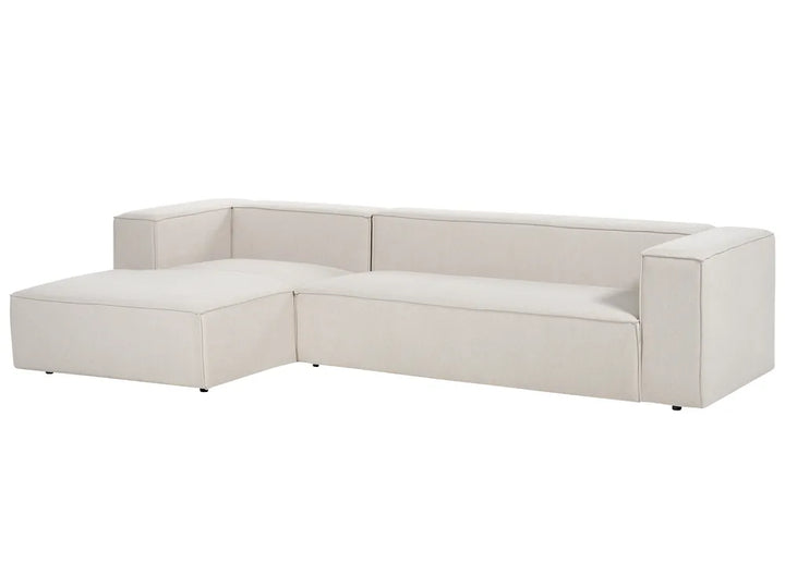 Corner Sofa 3 Seater Fabric Light Beige Right Hand Chambord