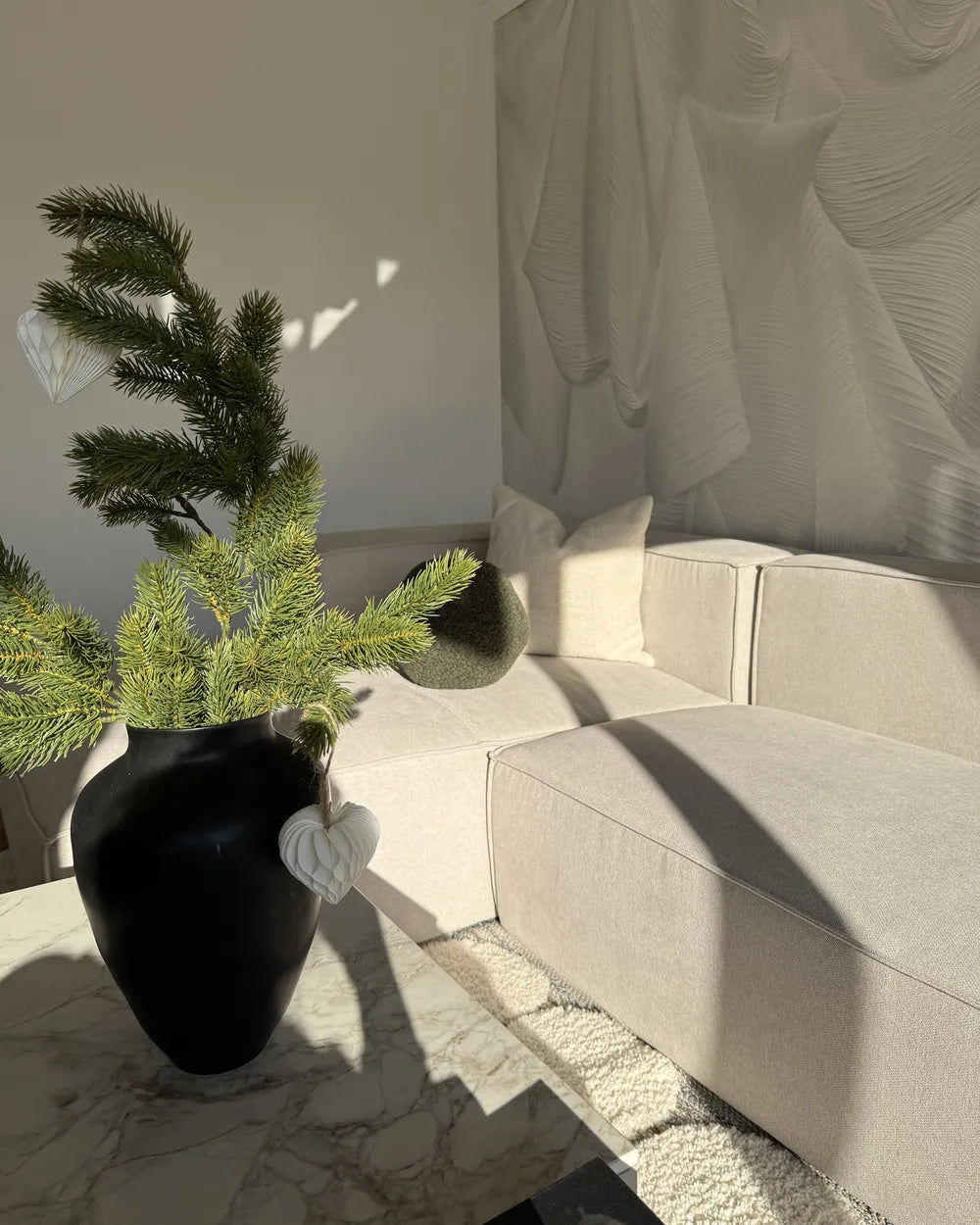 Corner Sofa 3 Seater Fabric Light Beige Right Hand Chambord