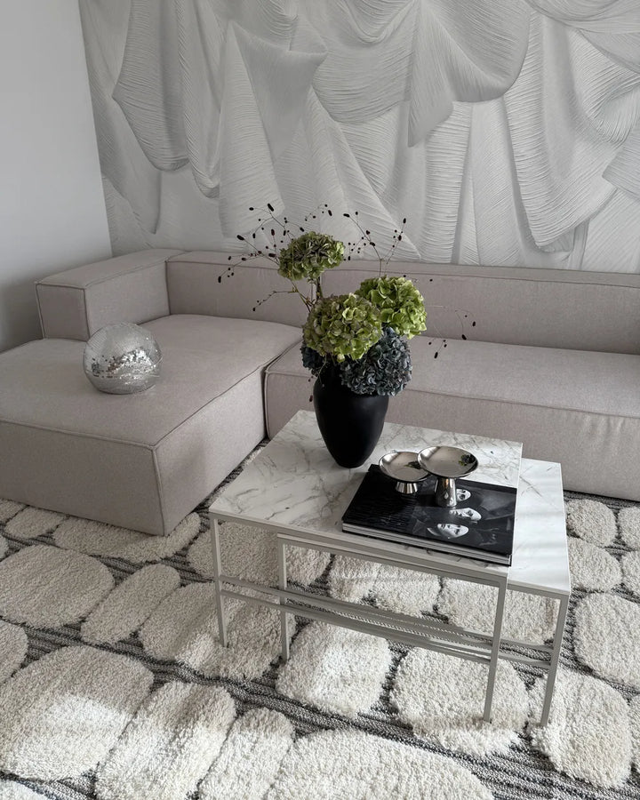 Corner Sofa 3 Seater Fabric Light Beige Right Hand Chambord