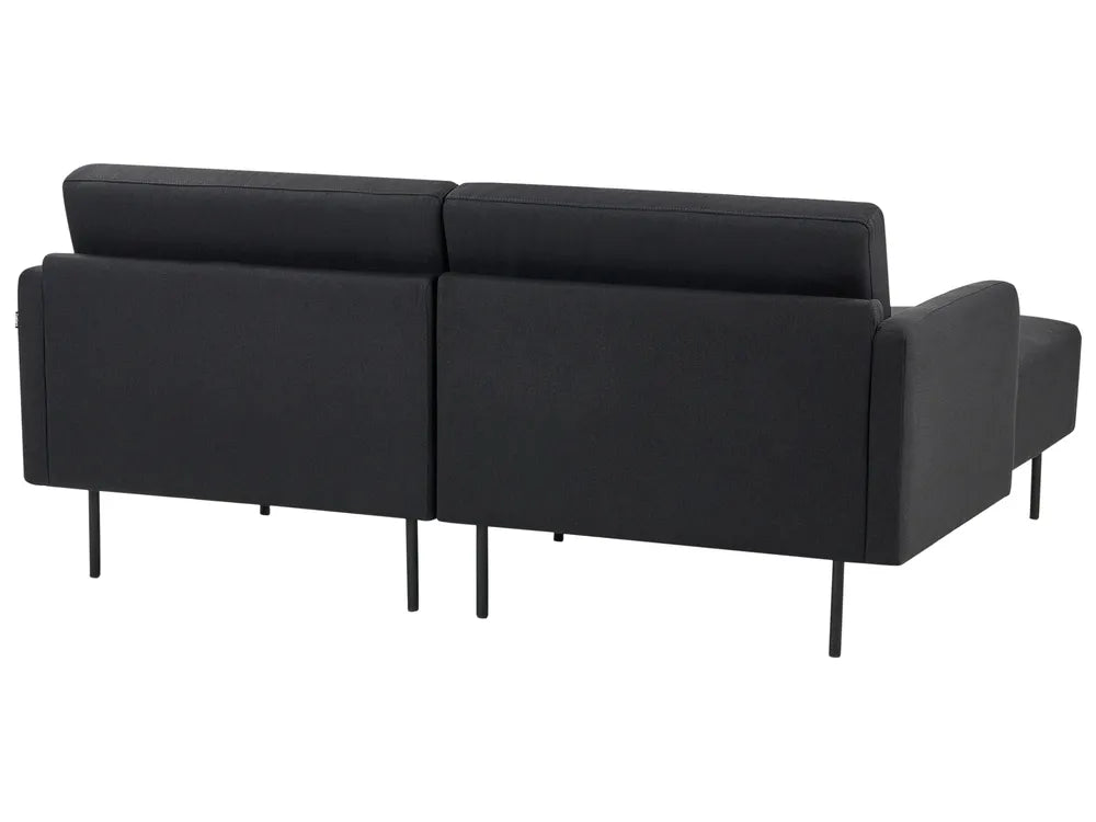 Corner Sofa 2 Seater Fabric Black Right Hand Shayle