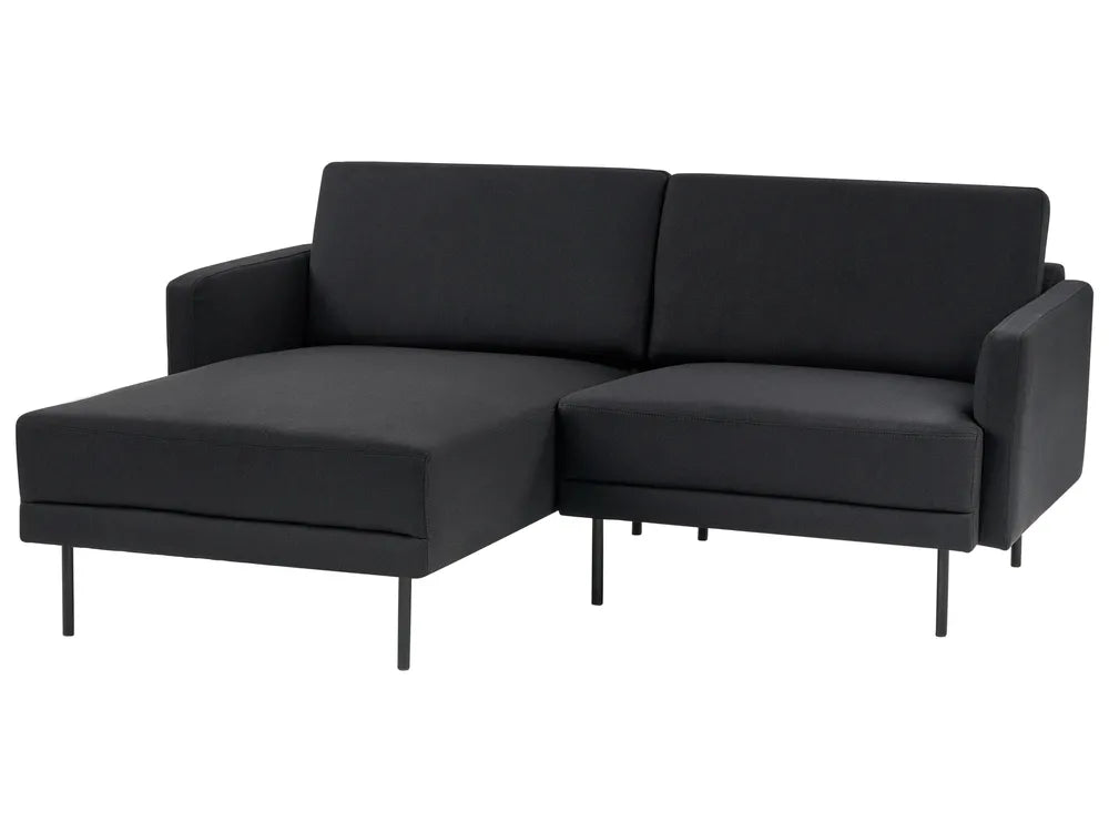 Corner Sofa 2 Seater Fabric Black Right Hand Shayle