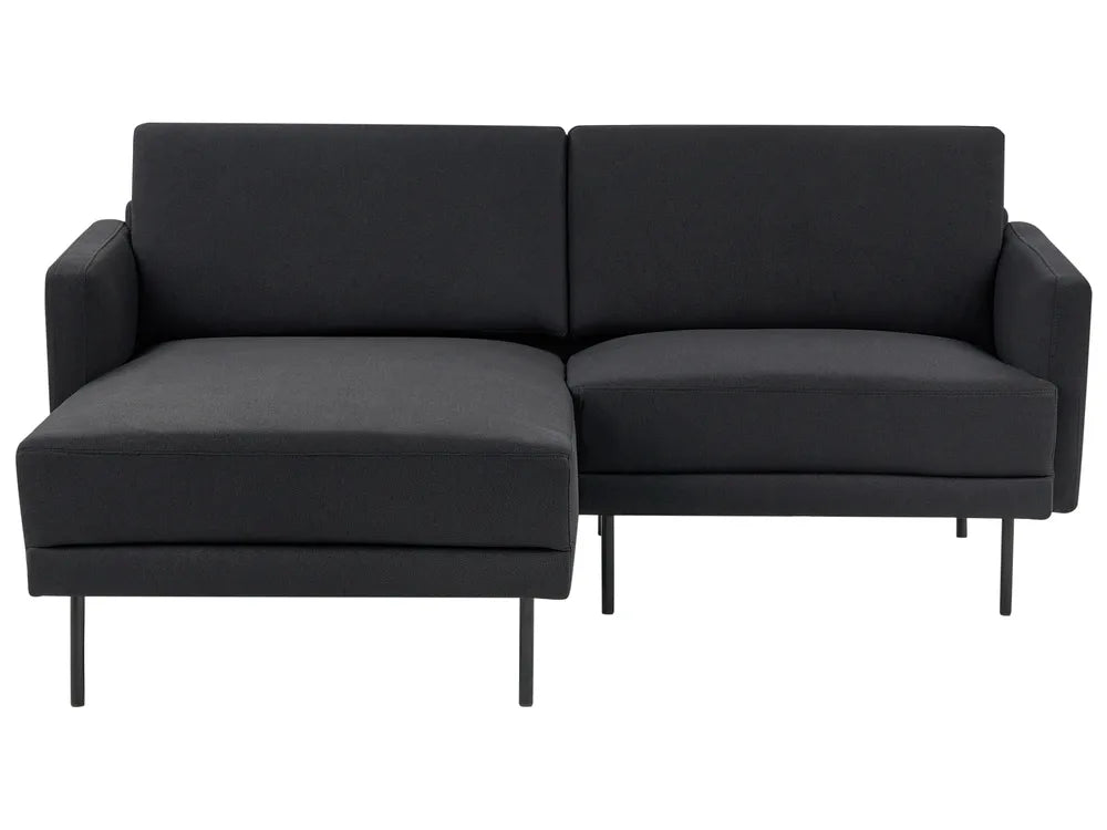 Corner Sofa 2 Seater Fabric Black Right Hand Shayle