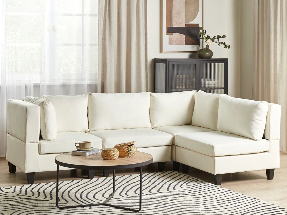 Modular Corner Sofa 4 Seater Fabric Off-White Left Hand Turella