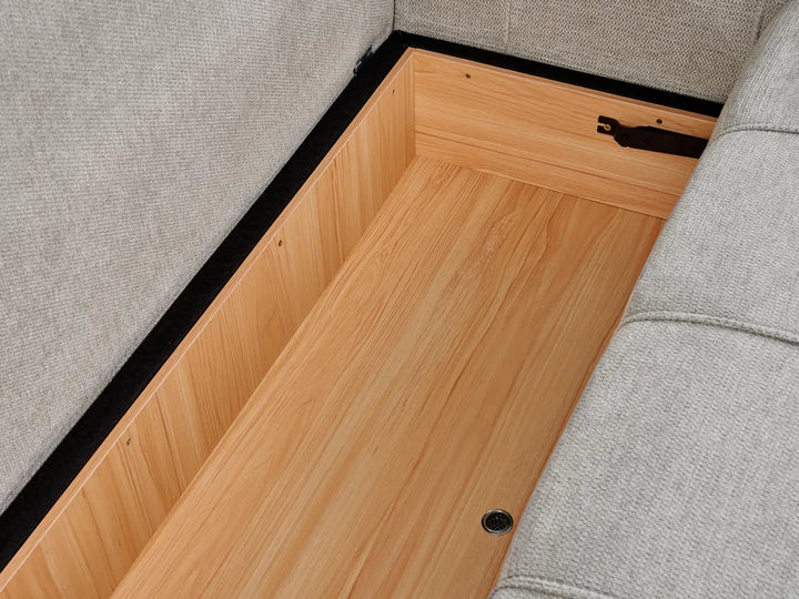 U-Shape Sofa Bed 4 Seater Fabric Light Beige with Storage Solta