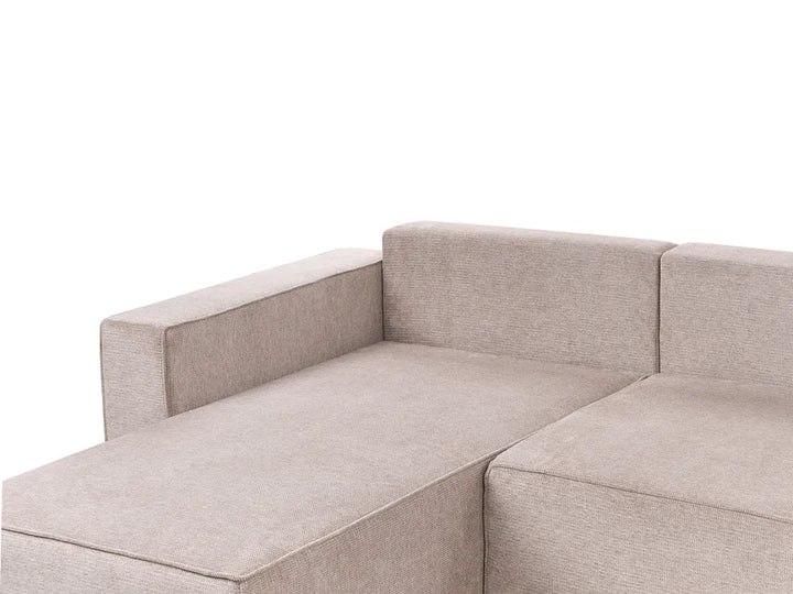 U-Shape Sofa Bed 4 Seater Fabric Light Brown with Storage Solta