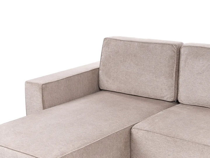 U-Shape Sofa Bed 4 Seater Fabric Light Brown with Storage Solta