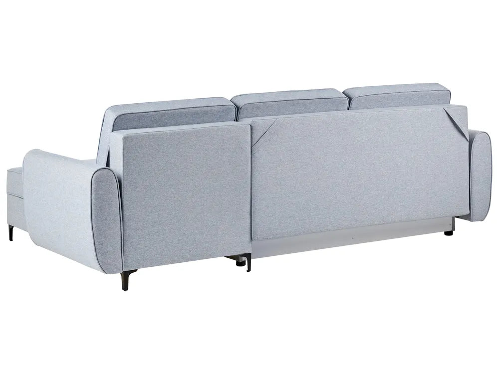 Corner Sofa Bed 3 Seater Fabric Light Blue with Storage Left Hand Tavo
