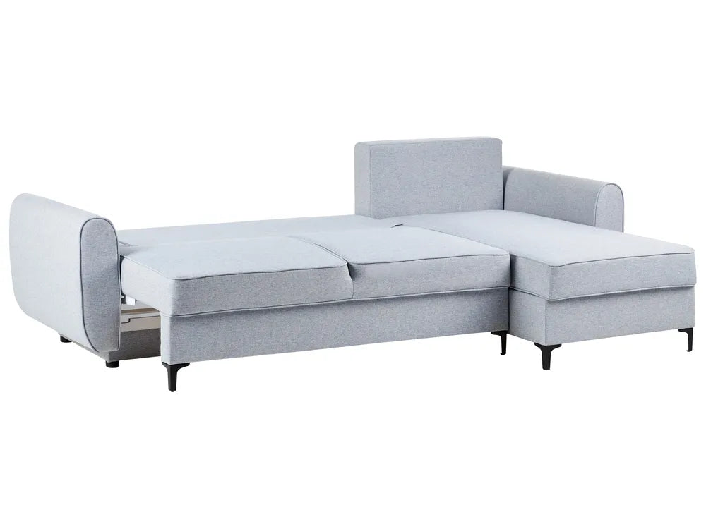 Corner Sofa Bed 3 Seater Fabric Light Blue with Storage Left Hand Tavo