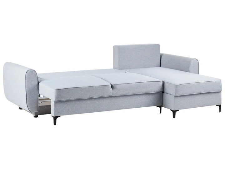 Corner Sofa Bed 3 Seater Fabric Light Blue with Storage Left Hand Tavo