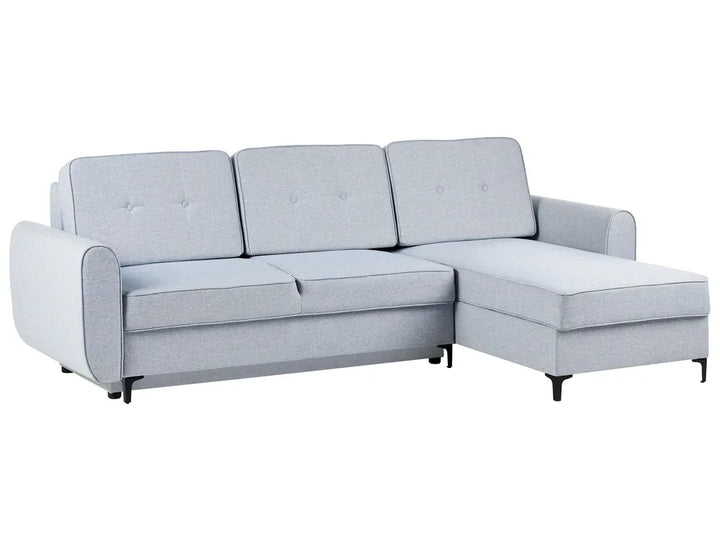 Corner Sofa Bed 3 Seater Fabric Light Blue with Storage Left Hand Tavo