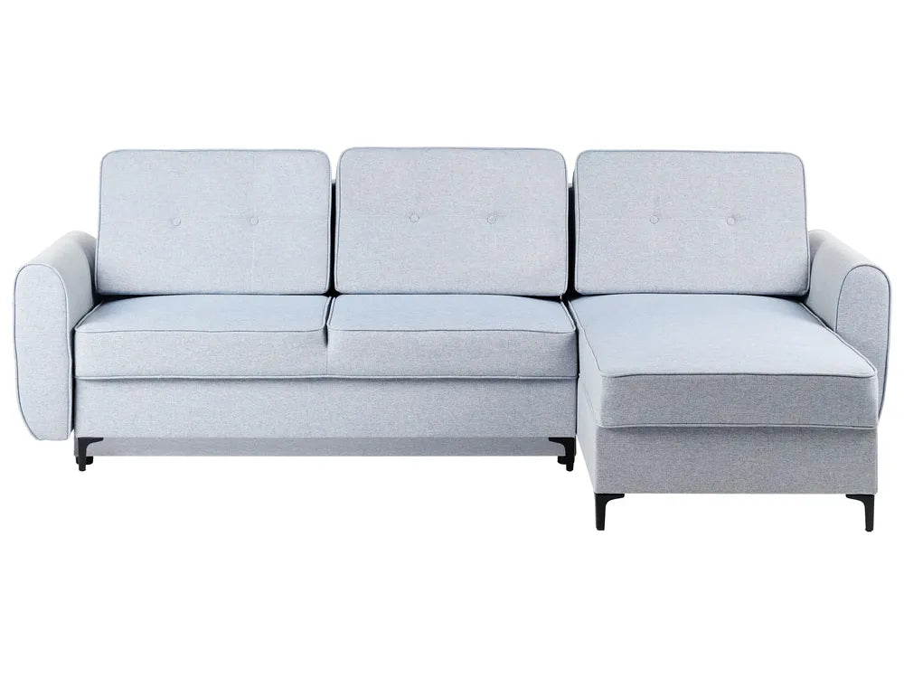Corner Sofa Bed 3 Seater Fabric Light Blue with Storage Left Hand Tavo