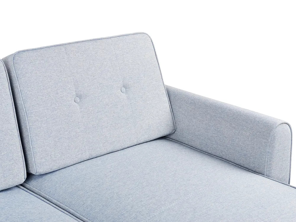 Corner Sofa Bed 3 Seater Fabric Light Blue with Storage Left Hand Tavo