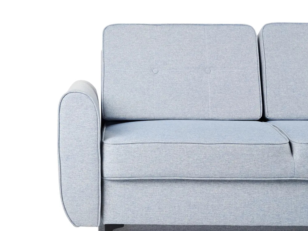 Corner Sofa Bed 3 Seater Fabric Light Blue with Storage Left Hand Tavo