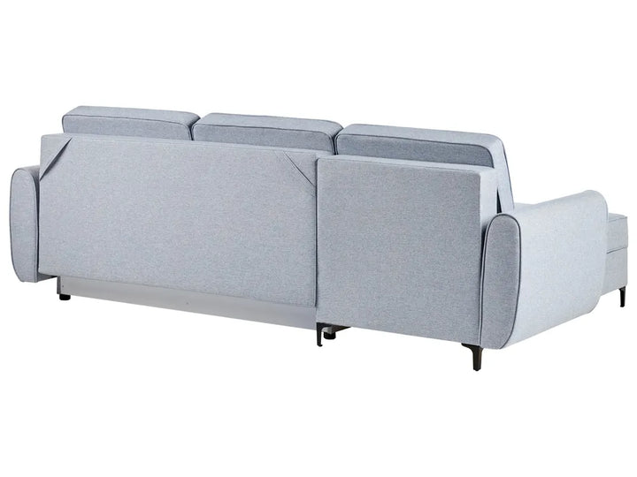 Corner Sofa Bed 3 Seater Fabric Light Blue with Storage Right Hand Tavo