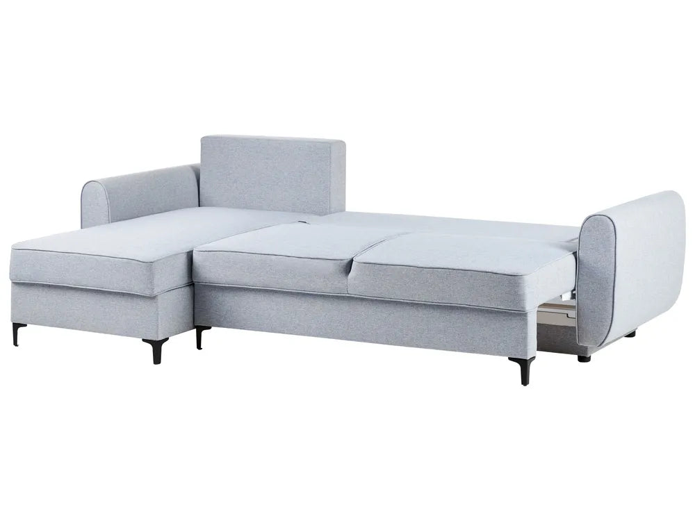 Corner Sofa Bed 3 Seater Fabric Light Blue with Storage Right Hand Tavo