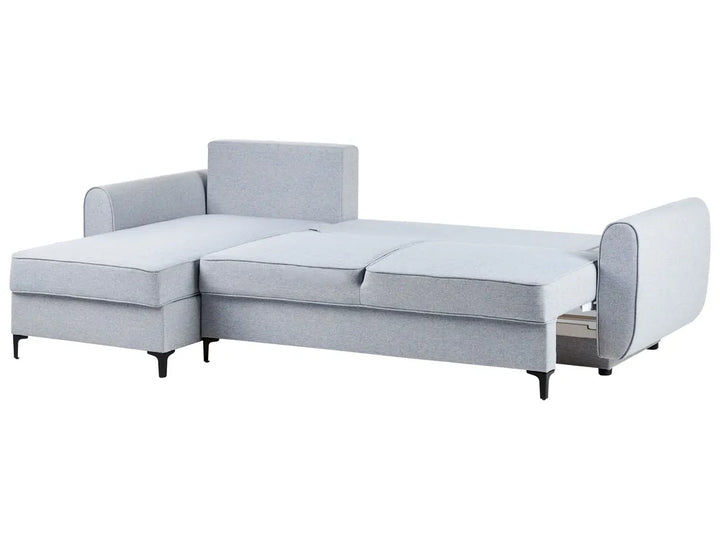 Corner Sofa Bed 3 Seater Fabric Light Blue with Storage Right Hand Tavo