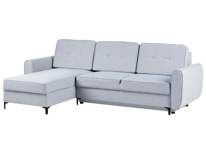 Corner Sofa Bed 3 Seater Fabric Light Blue with Storage Right Hand Tavo