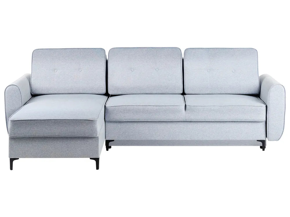 Corner Sofa Bed 3 Seater Fabric Light Blue with Storage Right Hand Tavo