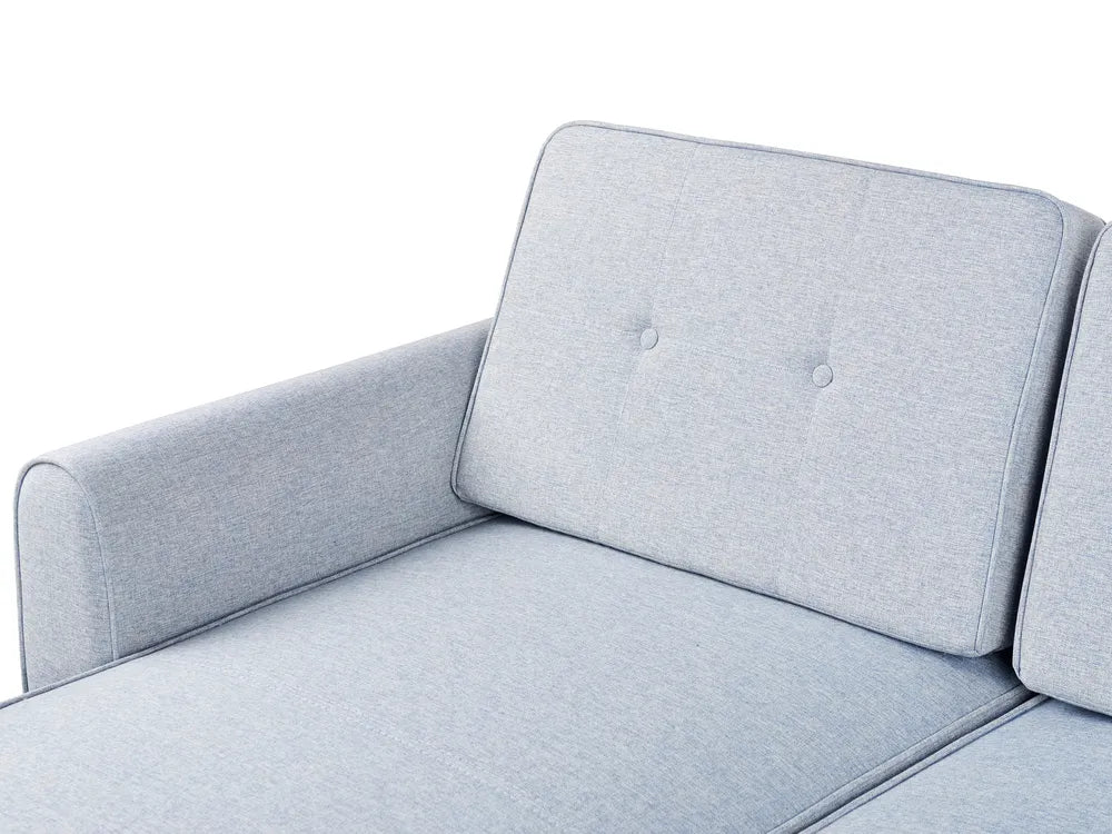 Corner Sofa Bed 3 Seater Fabric Light Blue with Storage Right Hand Tavo