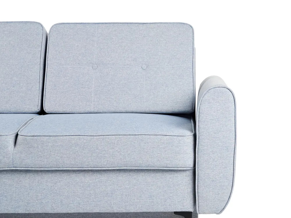 Corner Sofa Bed 3 Seater Fabric Light Blue with Storage Right Hand Tavo