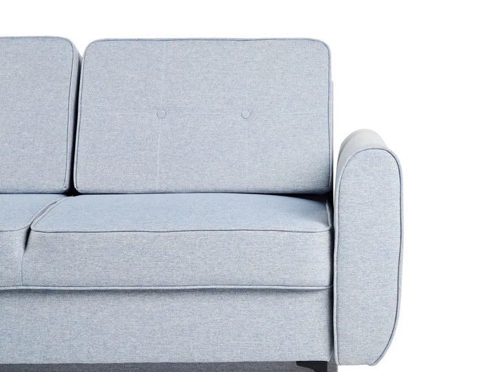 Corner Sofa Bed 3 Seater Fabric Light Blue with Storage Right Hand Tavo