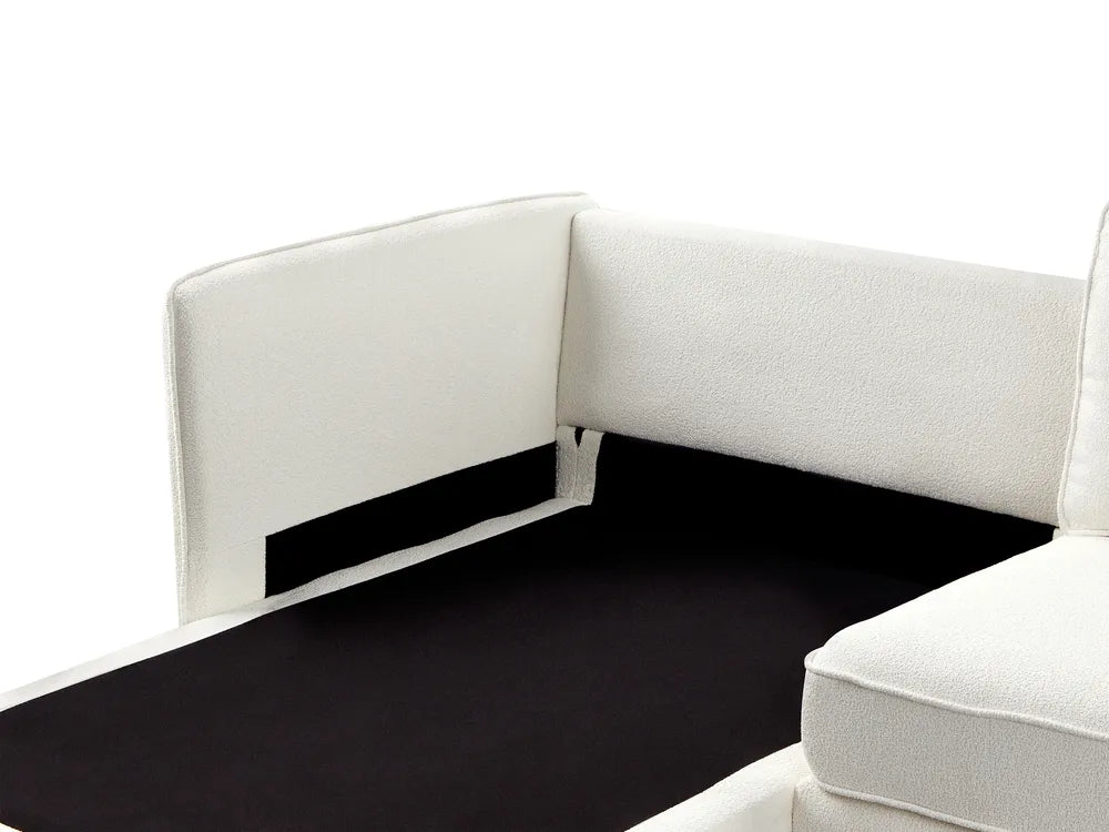 Corner Sofa 3 Seater Boucle Off-White Right Hand Bodhild