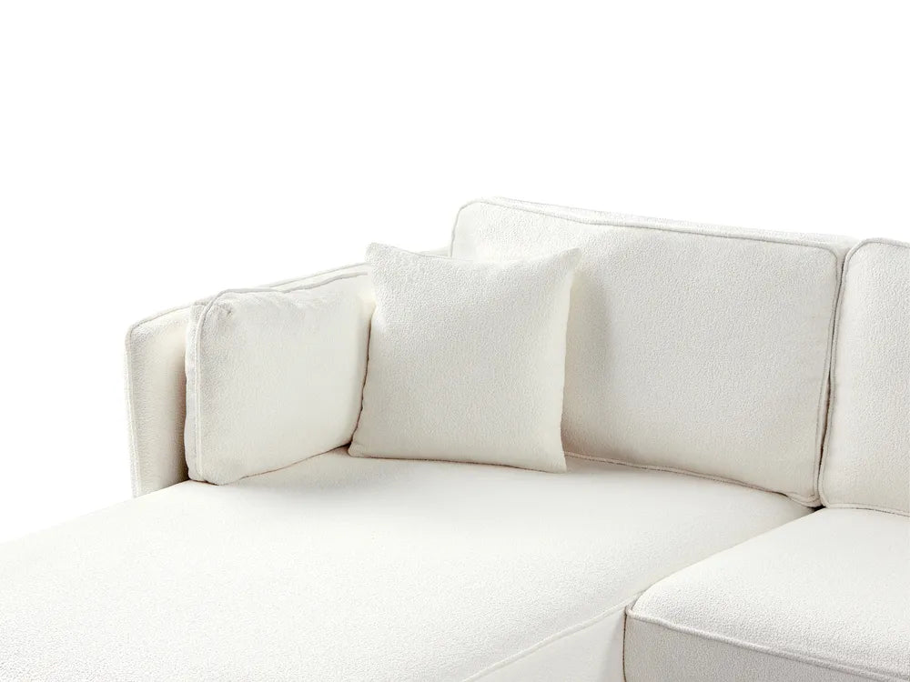 Corner Sofa 3 Seater Boucle Off-White Right Hand Bodhild