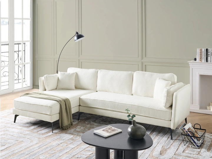 Corner Sofa 3 Seater Boucle Off-White Right Hand Bodhild