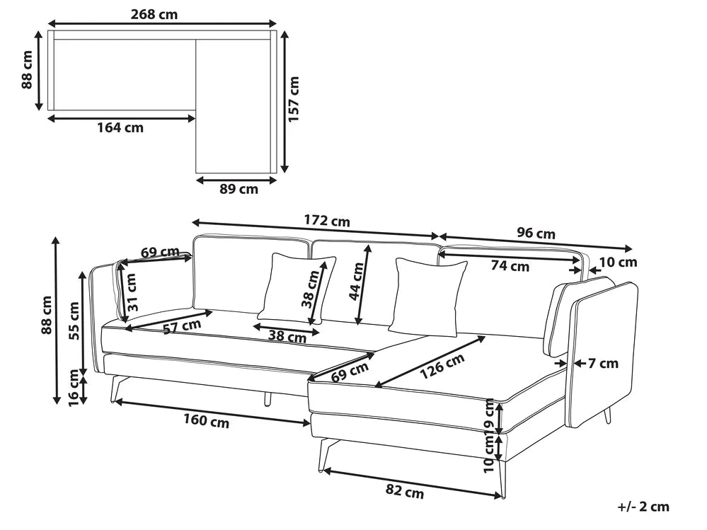 Corner Sofa 3 Seater Boucle Off-White Left Hand Bodhild