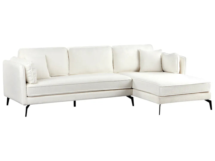 Corner Sofa 3 Seater Boucle Off-White Left Hand Bodhild