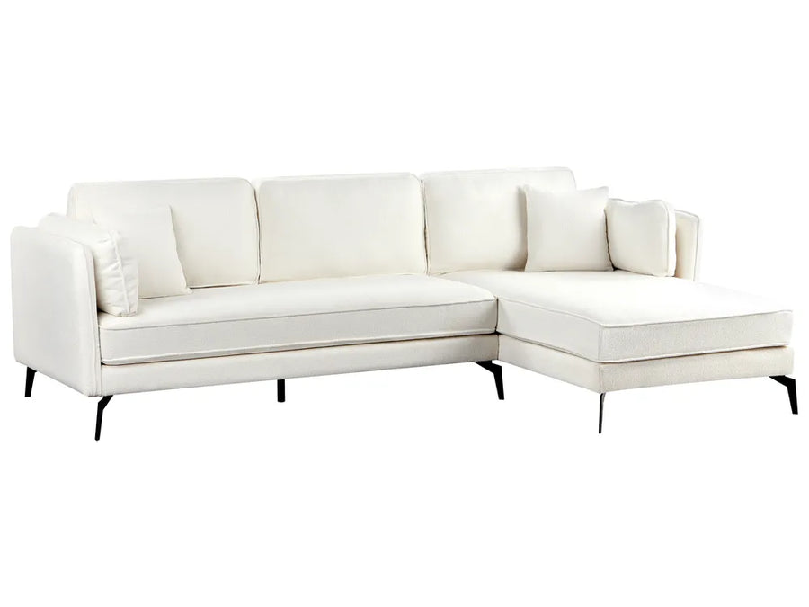 Corner Sofa 3 Seater Boucle Off-White Left Hand Bodhild