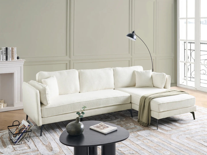 Corner Sofa 3 Seater Boucle Off-White Left Hand Bodhild