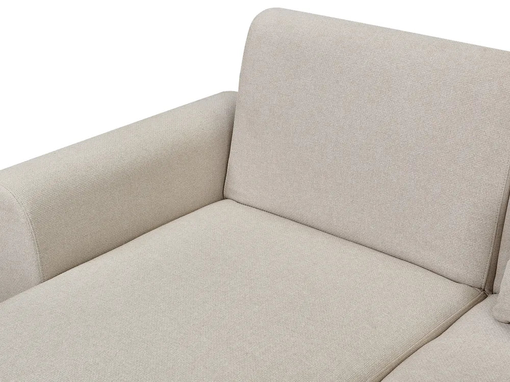 Corner Sofa Bed 3 Seater Fabric Light Beige Right Hand Andress