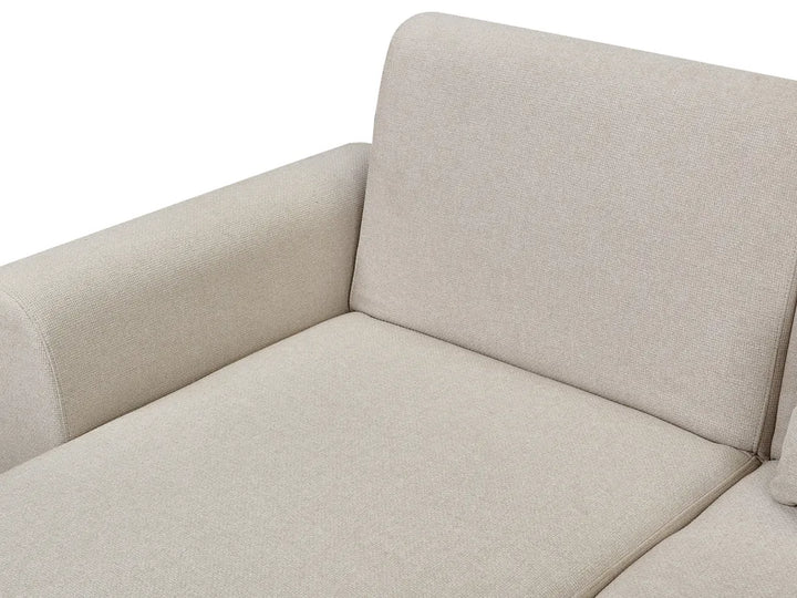 Corner Sofa Bed 3 Seater Fabric Light Beige Right Hand Andress