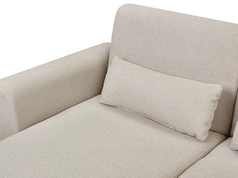 Corner Sofa Bed 3 Seater Fabric Light Beige Right Hand Andress