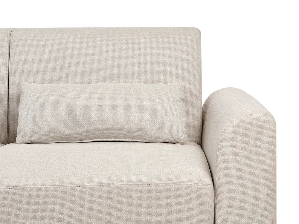 Corner Sofa Bed 3 Seater Fabric Light Beige Right Hand Andress