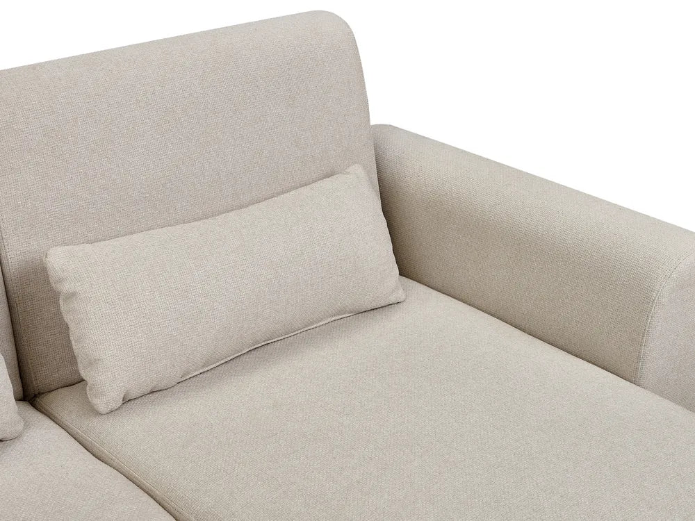 Corner Sofa Bed 3 Seater Fabric Light Beige Left Hand Andress