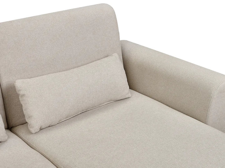 Corner Sofa Bed 3 Seater Fabric Light Beige Left Hand Andress