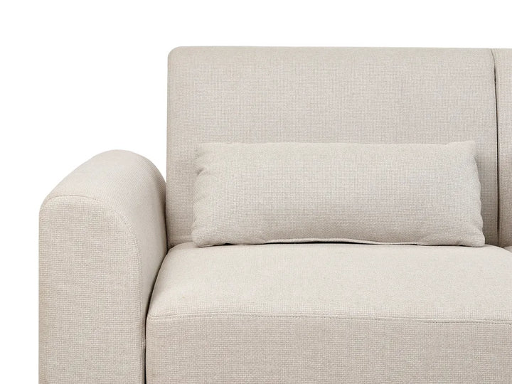 Corner Sofa Bed 3 Seater Fabric Light Beige Left Hand Andress