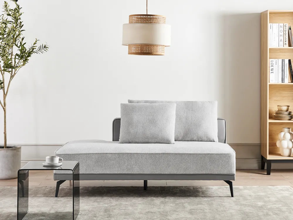 Corner Sofa 3 Seater Fabric Light Grey Left Hand Deaneen