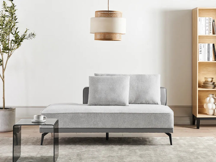 Corner Sofa 3 Seater Fabric Light Grey Left Hand Deaneen