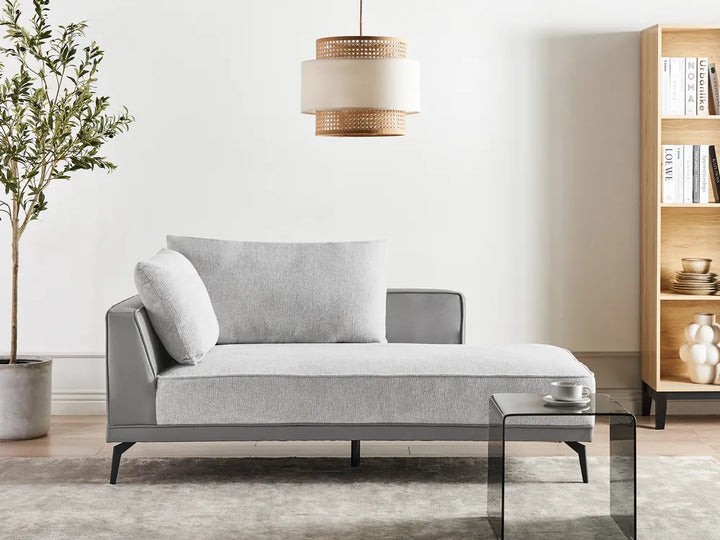 Corner Sofa 3 Seater Fabric Light Grey Left Hand Deaneen