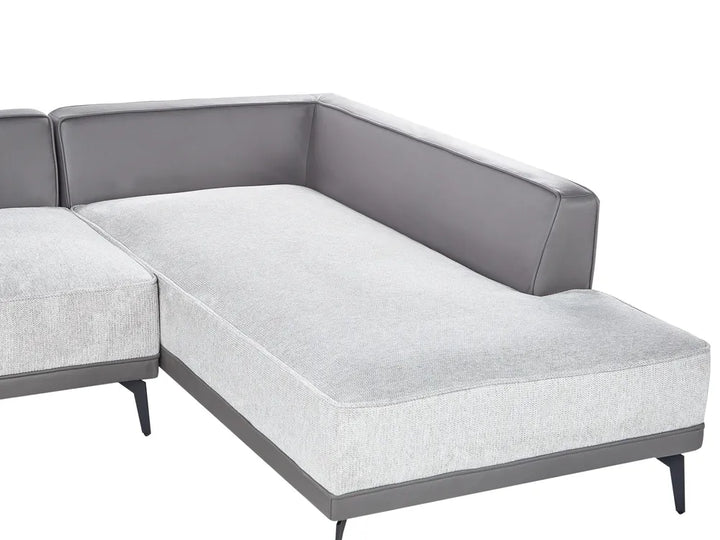 Corner Sofa 3 Seater Fabric Light Grey Left Hand Deaneen