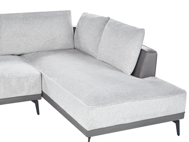 Corner Sofa 3 Seater Fabric Light Grey Left Hand Deaneen