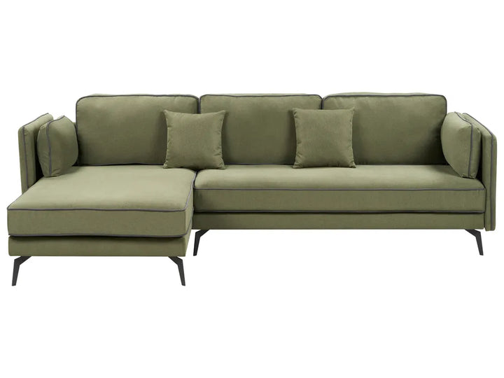 Corner Sofa 3 Seater Fabric Green Right Hand Bodhild