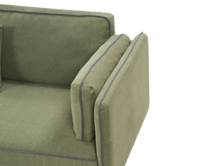 Corner Sofa 3 Seater Fabric Green Right Hand Bodhild