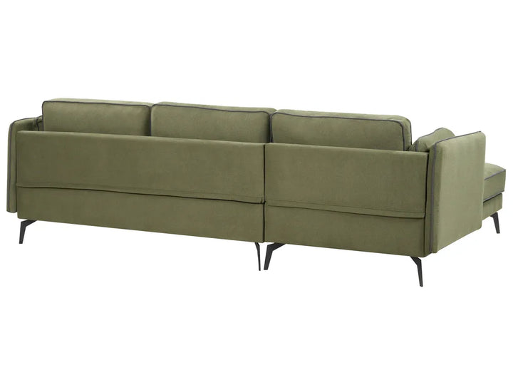 Corner Sofa 3 Seater Fabric Green Right Hand Bodhild